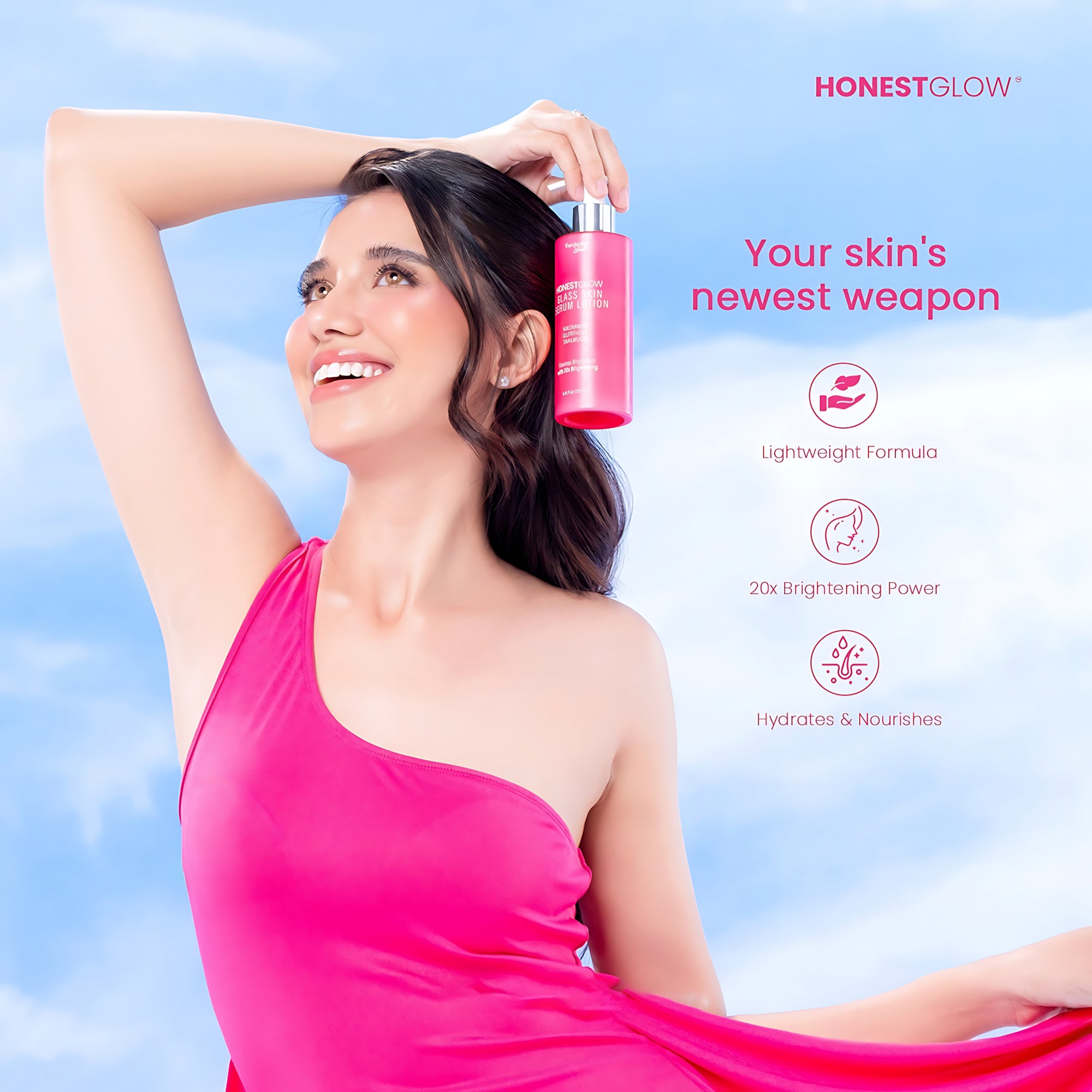 HONESTGLOW Glass Skin Serum Lotion – Niacinamide, Glutathione & Snail Mucin – SPF 50 PA+++(250ml)