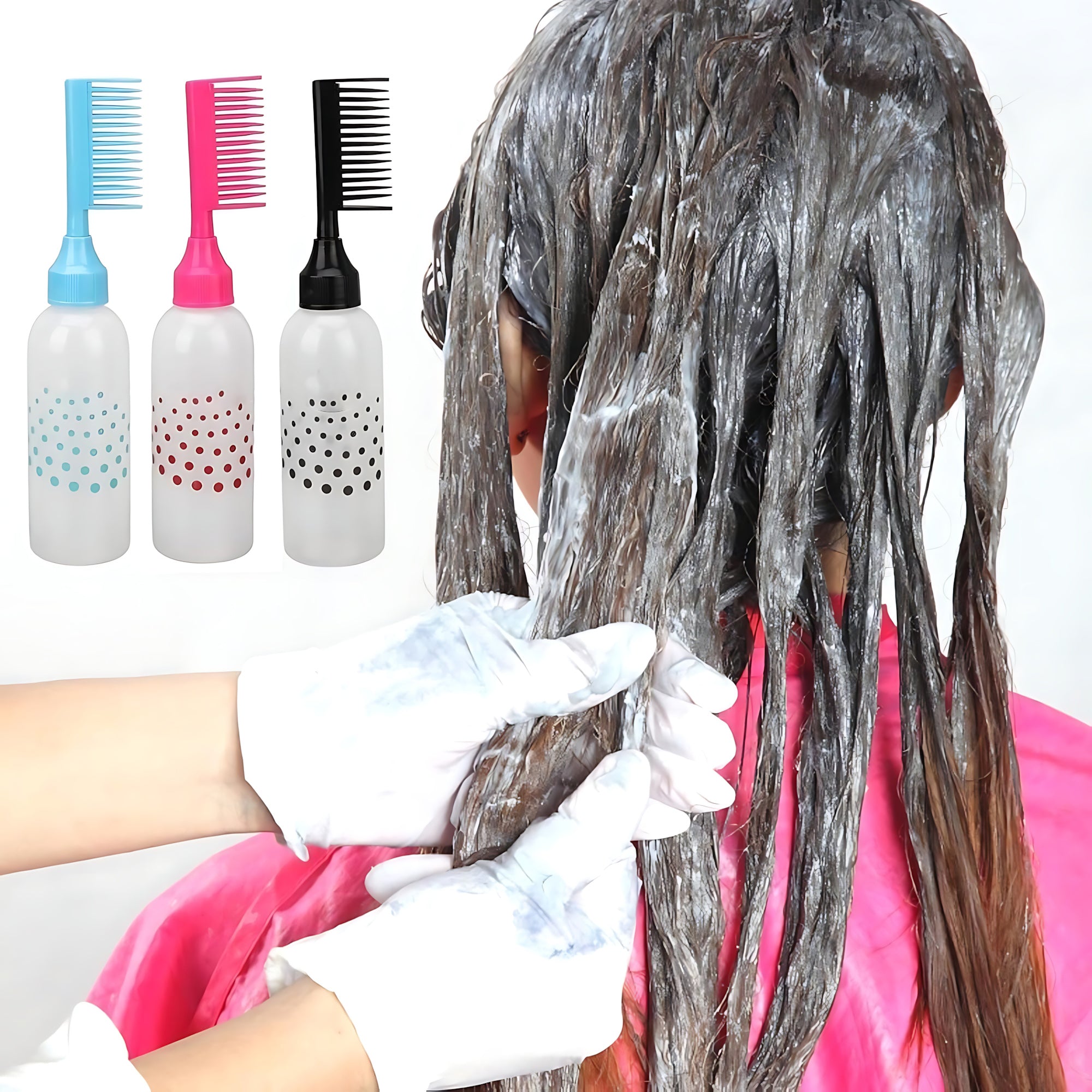 Hair Dye or Oil Applicator Bottle with Root Comb