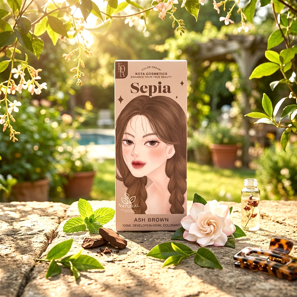 Kota Cosmetics Sepia Hair Color Set - Ash Brown (100ml+100ml)