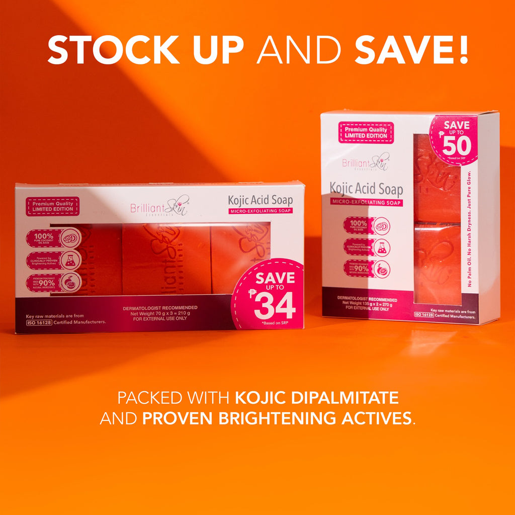 Brilliant Skin Essentials Kojic Acid Micro-Exfoliating Soap – 3 x 70g (210g Total)