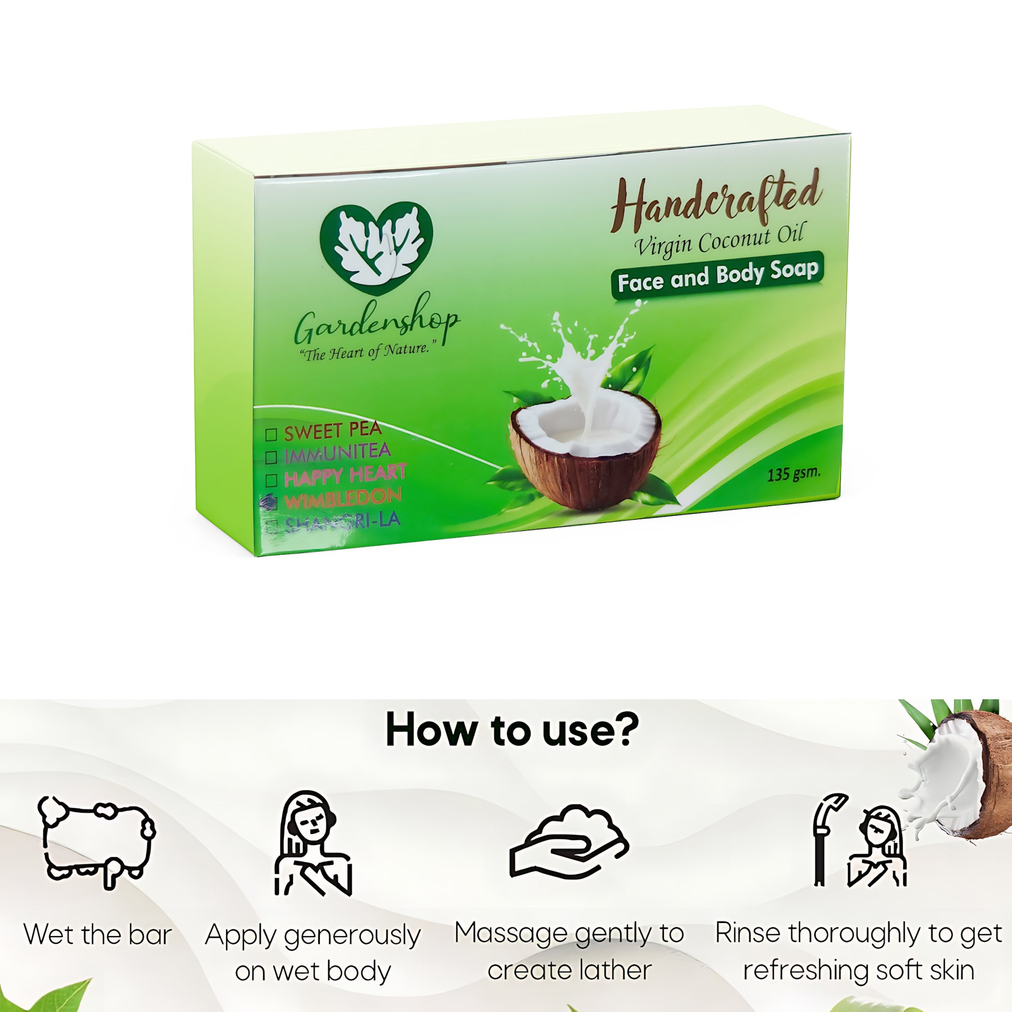 GardenShop Handcrafted Virgin Coconut Oil Face & Body Soap – 135g (Immunitea)