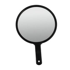 Hair Salon Handheld Mirror – Large Round Vanity Mirror with Handle (Black)