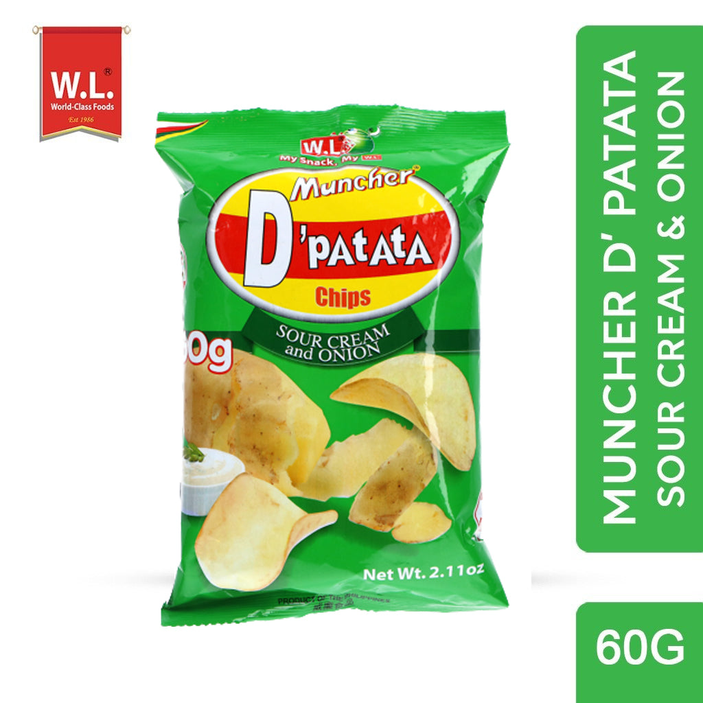 Muncher D'Patata Chips – Sour Cream & Onion Flavor (60g)