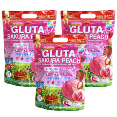 Mikeo Gluta Sakura Peach Collagen Dipeptide Vitamin Mix Plus - 35 Sachets × 10g (3 Pcs Combo)