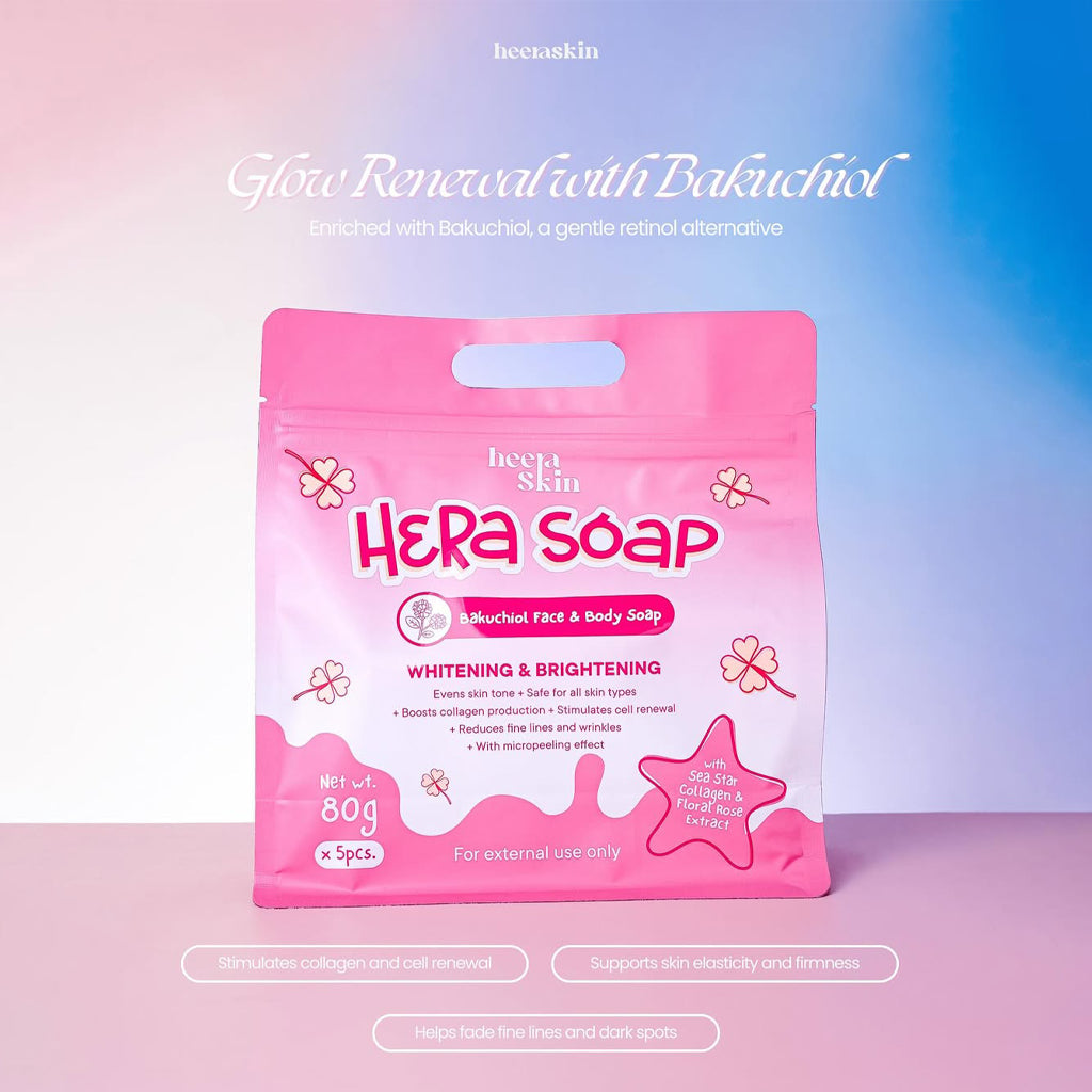 Heera Skin Hera Soap – Bakuchiol Face & Body Soap (80g × 5pcs)