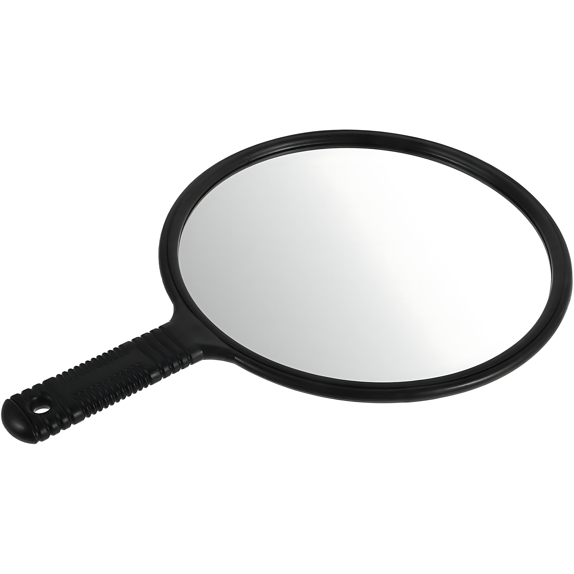 Hair Salon Handheld Mirror – Large Round Vanity Mirror with Handle (Black)