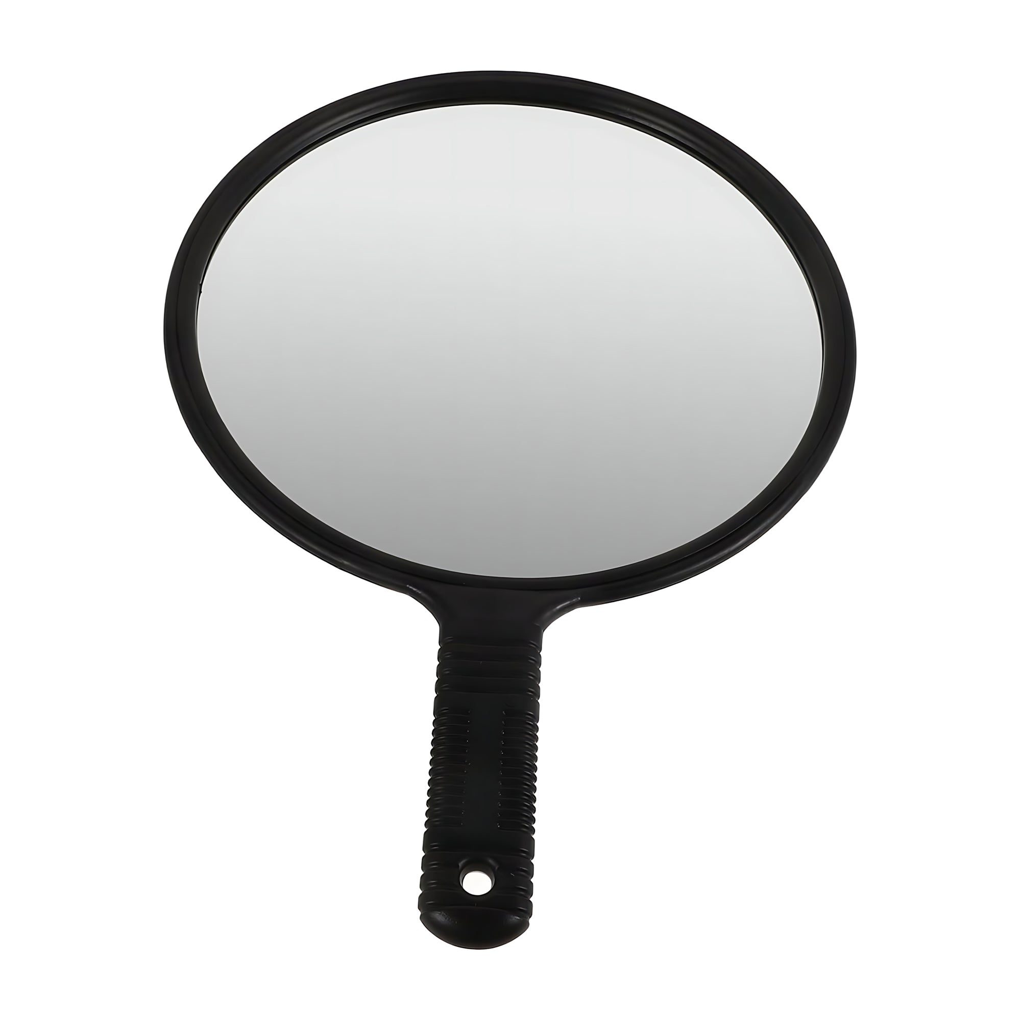 Hair Salon Handheld Mirror – Large Round Vanity Mirror with Handle (Black)