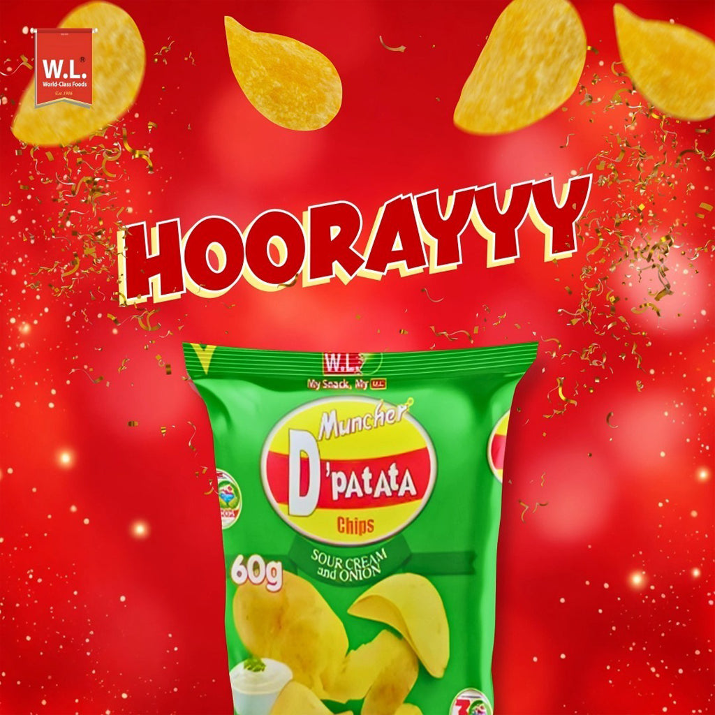 Muncher D'Patata Chips – Sour Cream & Onion Flavor (60g)