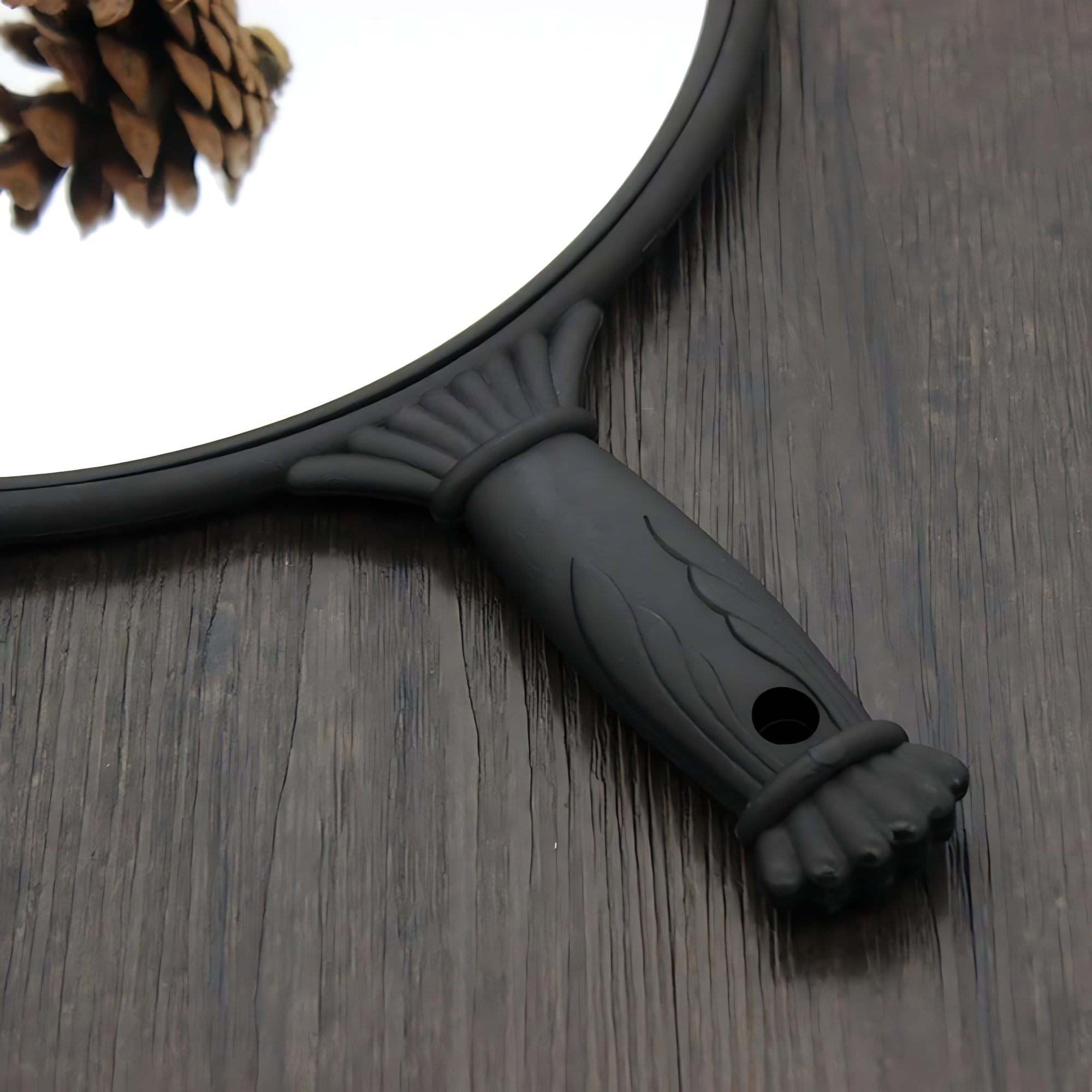 Hair Salon Handheld Mirror – Large Round Vanity Mirror with Handle (Black)