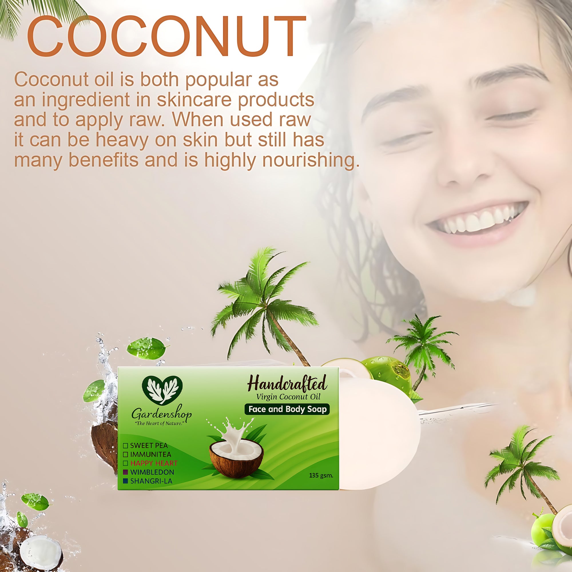 GardenShop Handcrafted Virgin Coconut Oil Face & Body Soap – 135g (Immunitea)