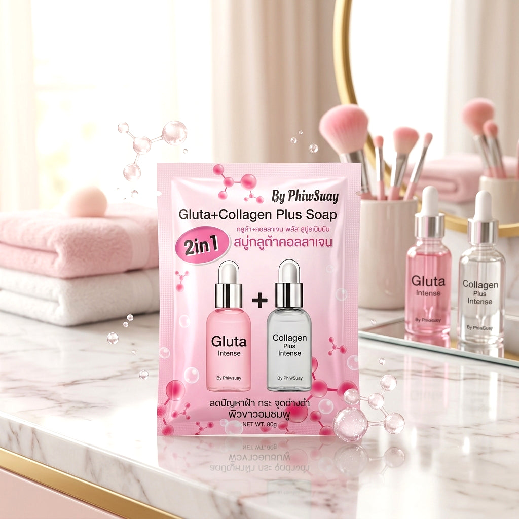 Phiw Suay Gluta + Collagen Plus Soap 2-in-1 – 80g