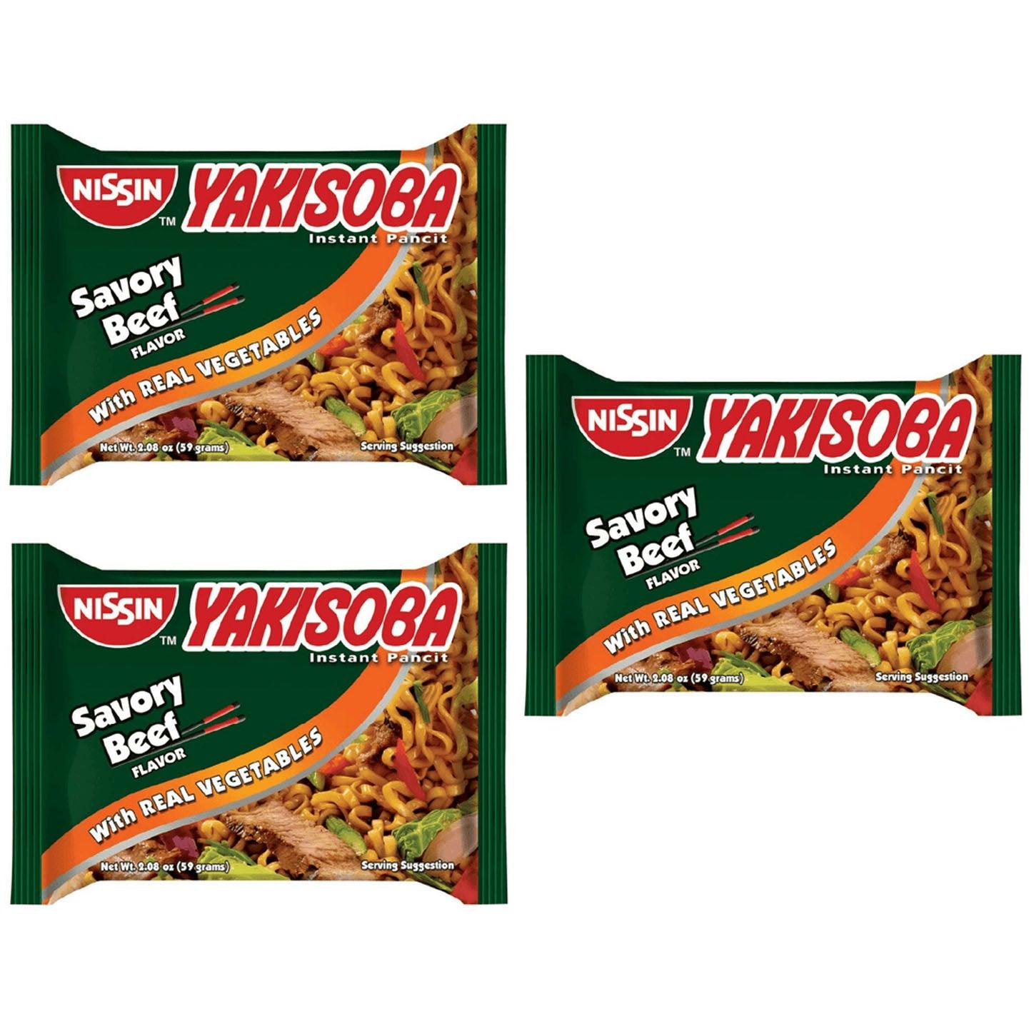 Nissin Yakisoba Savory Beef Instant Pancit - 59g (2+1) Offer - Pinoyhyper