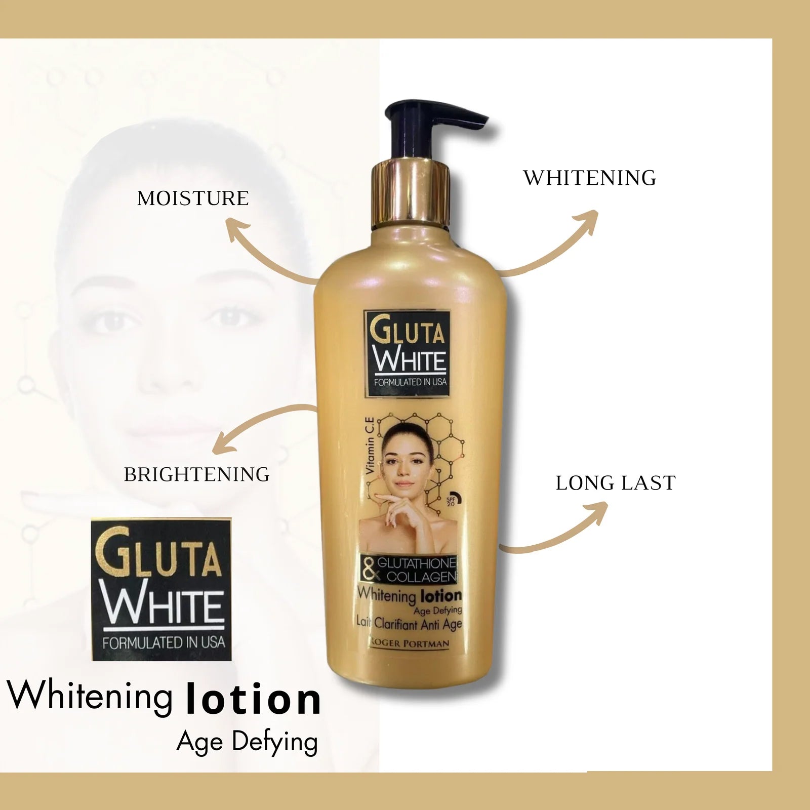 Gluta White Glutathione & Collagen Brightening Body Lotion – 250ml