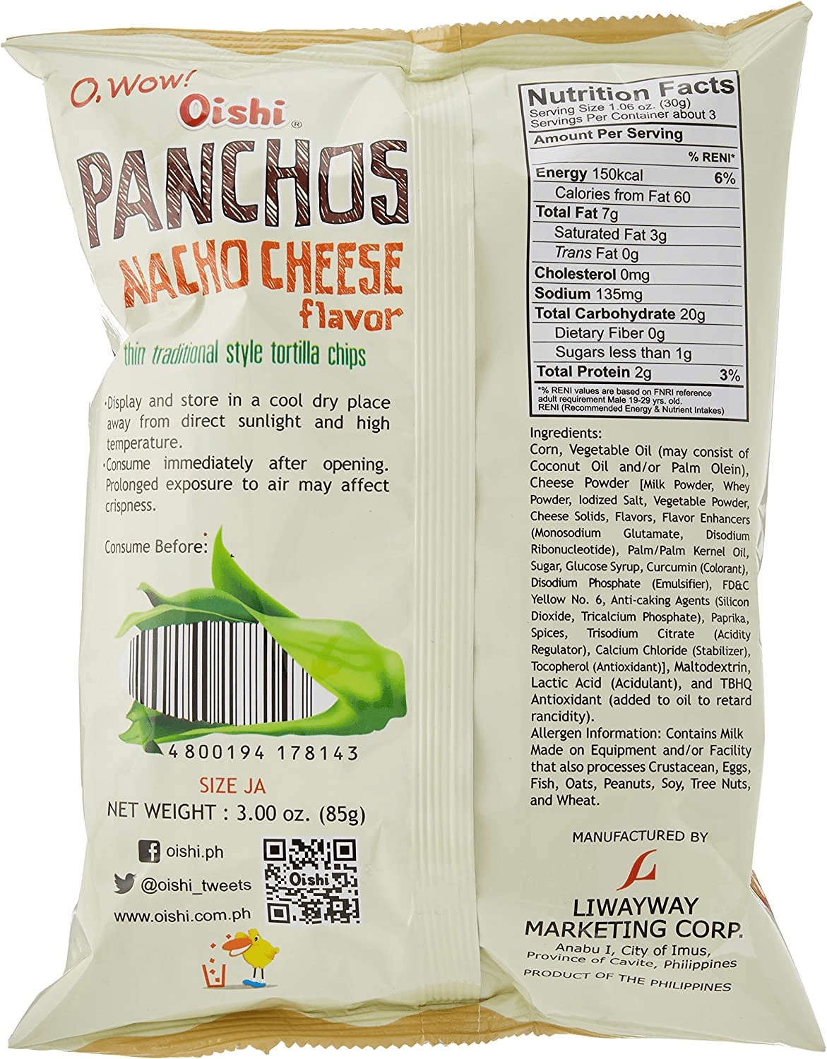Oishi Panchos Nacho Cheese Flavor - 85g - Pinoyhyper