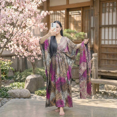 Women's Kimono Long Dress with Matching Scarf – Stretchable Satin | Free Size