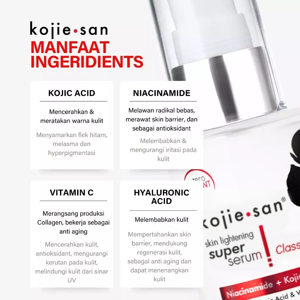 Kojie San Skin Lightening Super Serum Classic (Niacinamide + Kojic Acid with Hyaluronic & Vit C) - 30ml